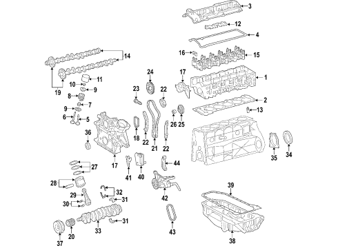 2003 Dodge Sprinter 2500 Engine Parts, Mounts, Cylinder Head & Valves, Camshaft & Timing, Oil Cooler, Oil Pan, Oil Pump, Crankshaft & Bearings, Pistons, Rings & Bearings Guide-Timing Chain Diagram for 5080100AA