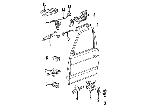 1993 BMW 740i Door & Components Inside Left Door Handle Diagram for 51218116231