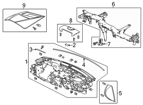 2022 Acura TLX Cluster & Switches, Instrument Panel Hood (Deep Black) Diagram for 77202-TGV-A42ZA