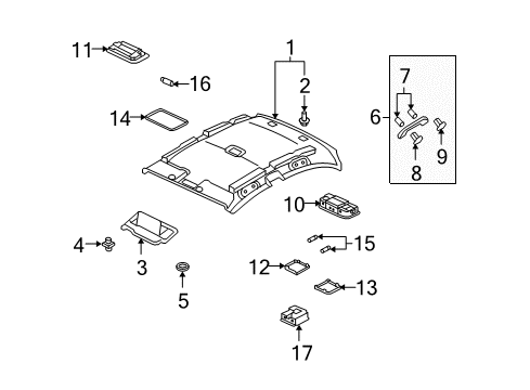 2006 Honda Civic Interior Trim - Roof Holder, Sunvisor *NH556L* (GRAY) Diagram for 88217-S04-003ZV