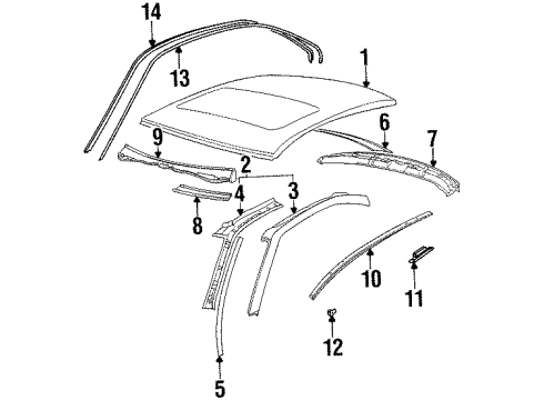 1995 BMW 840Ci Roof & Components, Exterior Trim Edge Protection Left Diagram for 51722259793