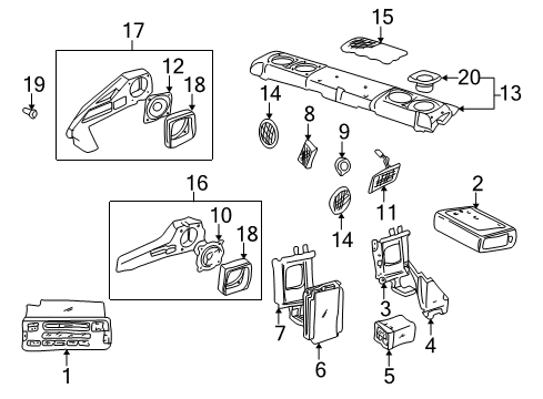 1998 BMW 740iL Sound System Cover Loudspeaker Diagram for 51418178241