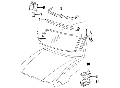 1992 Buick LeSabre Windshield Glass Module Asm-Windshield Defroster Diagram for 10478504