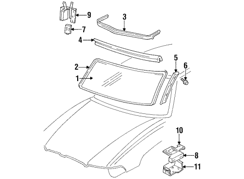 1992 Buick LeSabre Windshield Glass Mount Bolt Diagram for 15656027