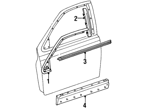 2001 Lincoln Continental Exterior Trim - Front Door Belt Weatherstrip Diagram for XF3Z-5420934-AA