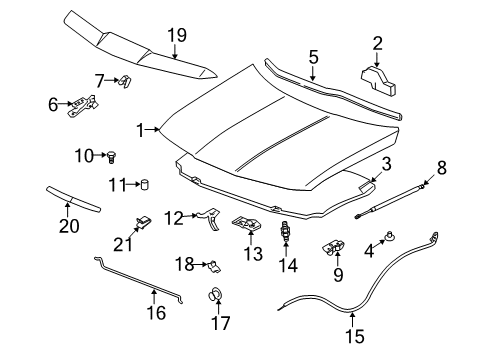 2007 Saturn Vue Hood & Components Rod Asm-Hood Hold Open Diagram for 22706673