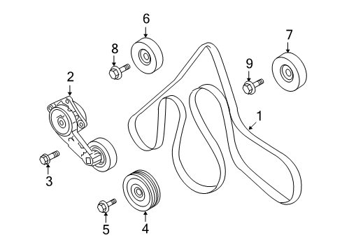 2010 Ford Explorer Sport Trac Belts & Pulleys Serpentine Tensioner Diagram for 6L2Z-6B209-B
