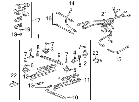 2001 Chevrolet Impala Tracks & Components Mtr S/A-Support Passenger Seat Inner & Driver Seat Outer Adjust Diagram for 16776529