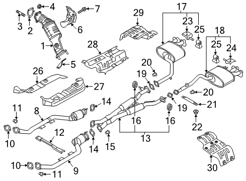 2021 Kia Stinger Turbocharger Rear Muffler Assembly, Left Diagram for 28710J5710