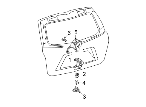 2008 Toyota Highlander Lift Gate Lift Cylinder Diagram for 68950-49395