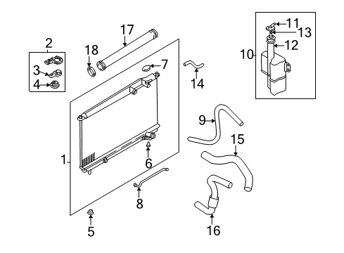 2005 Hyundai Sonata Radiator & Components Bracket Assembly-Radiator Mounting, Upper Diagram for 25333-3D500