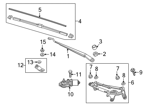 2019 Honda Fit Wiper & Washer Components Arm, Windshield Wiper (Driver Side) Diagram for 76600-T5R-A01