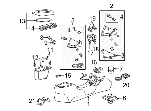 2001 Ford Mustang Switches Console Panel Diagram for 1R3Z-63045A36-AAB