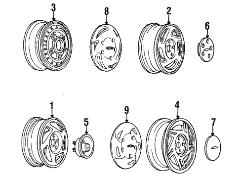 1991 Chevrolet Cavalier Wheels Wheel Trim CAP Diagram for 22542368