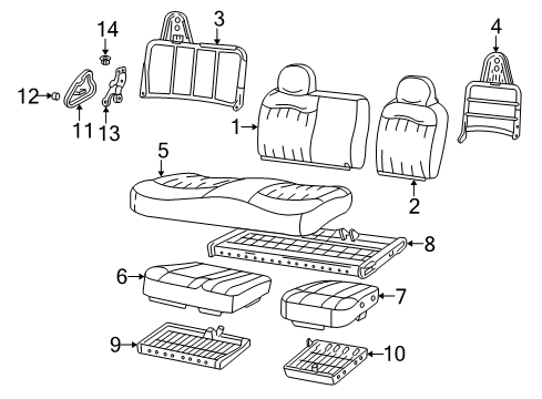 2004 Ford F-150 Heritage Front Seat Components Seat Frame Diagram for 3L3Z-1563100-CA