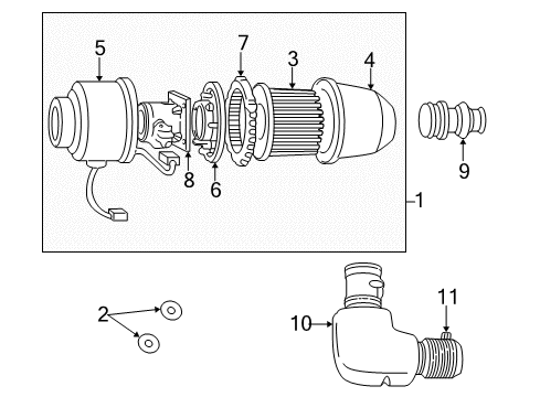 2002 Ford Expedition Air Intake Inlet Tube Diagram for XL1Z-9F843-AA