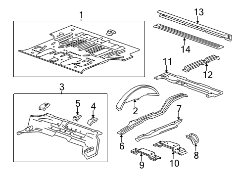 2020 Cadillac Escalade ESV Rear Body - Floor & Rails Sill Panel Reinforcement Diagram for 22818698