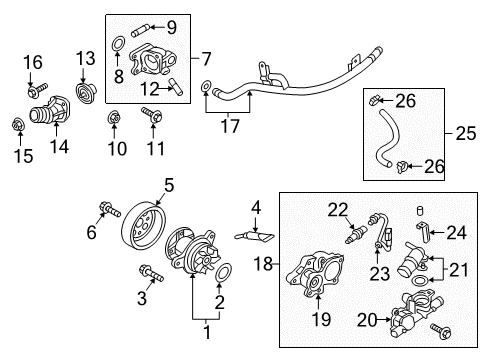 2019 Hyundai Elantra Powertrain Control Fitting-Coolant Inlet Diagram for 25631-03800