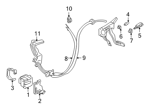 2000 Oldsmobile Alero Cruise Control System Control Cable Retainer Diagram for 12555730