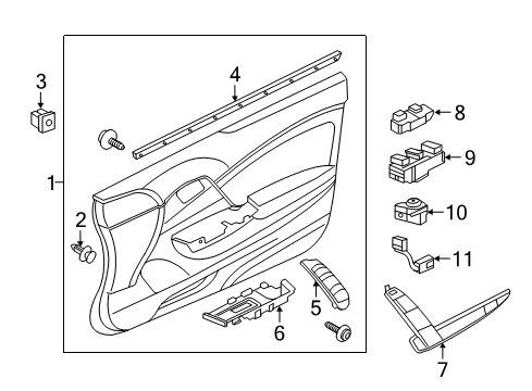 2012 Honda Civic Interior Trim - Door Base, L. FR. Door *G69L* (PALE MOSS GRAY) Diagram for 83553-TS8-A11ZA