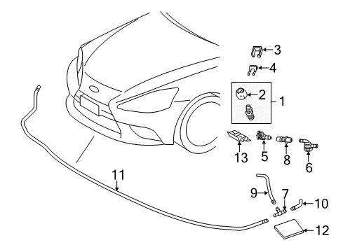 2014 Lexus IS350 Headlamp Washers/Wipers Clamp, HEADLAMP Cleaner Diagram for 85272-77020