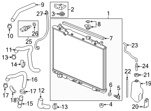 2017 Acura MDX Powertrain Control Cap, Reservoir Tank Diagram for 19102-5J6-A00