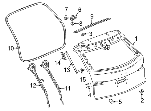 2019 Cadillac XT4 Lift Gate Lift Cylinder Diagram for 13528123