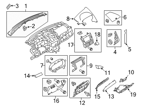 2015 Lincoln MKT Cluster & Switches, Instrument Panel Side Panel Diagram for AE9Z-7404480-AA