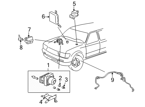 1996 Toyota 4Runner ABS Components Bracket, Relay Diagram for 85999-35080