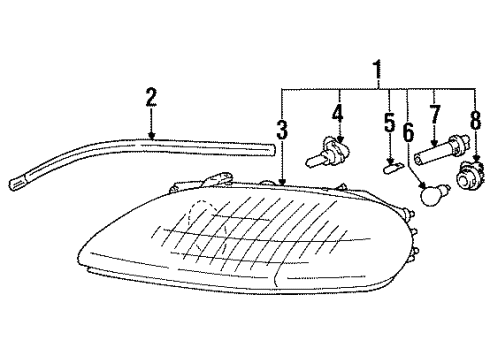 1996 Lexus SC400 Headlamps Passenger Fog Light Diagram for 81110-24090