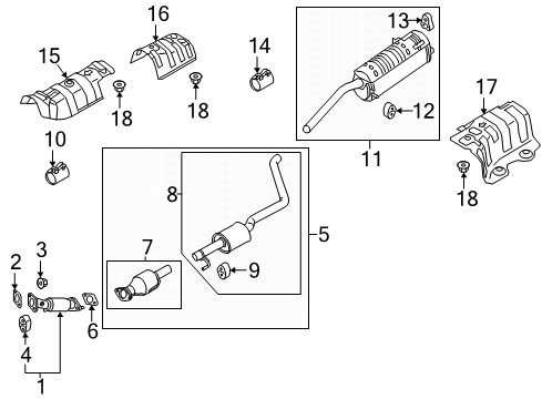 2020 Kia Rio Exhaust Components Rear Muffler Assembly Diagram for 28710H9700