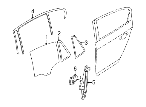 2011 BMW 328i Rear Door Window Guide, Right Rear Door Diagram for 51347119970