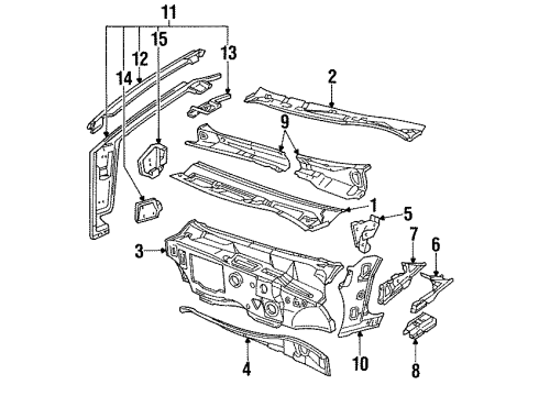 1990 Cadillac Seville Cowl Panel Asm-Dash & C/Nut Diagram for 20728306