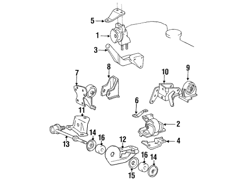 1993 Toyota MR2 Engine & Trans Mounting Bracket, Engine Mounting, Rear Diagram for 12321-74190
