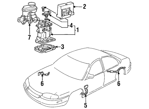 1995 Chevrolet Monte Carlo Hydraulic System Abs Control Module-Electronic Brake Control Module Assembly Diagram for 16173018