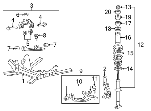 2011 Cadillac CTS Front Suspension Components, Lower Control Arm, Upper Control Arm, Ride Control, Stabilizer Bar Cover Diagram for 25852576