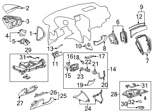 2013 Cadillac SRX Cluster & Switches, Instrument Panel Cluster Pad Diagram for 22761582