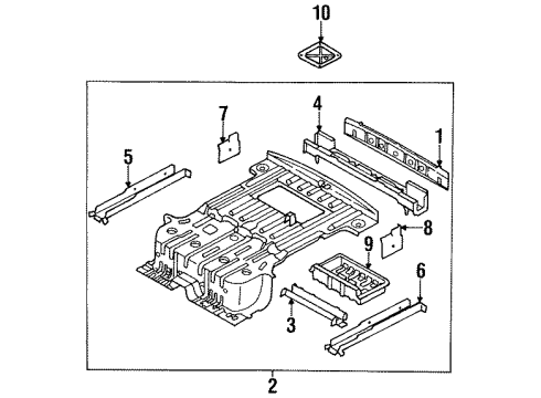 1995 Kia Sportage Rear Body Panel, Rear Floor & Rails Panel Assembly-RFLOOR Diagram for 0K01F53700