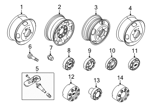 2016 Ford F-250 Super Duty Wheels Wheel, Alloy Diagram for DC3Z-1007-D