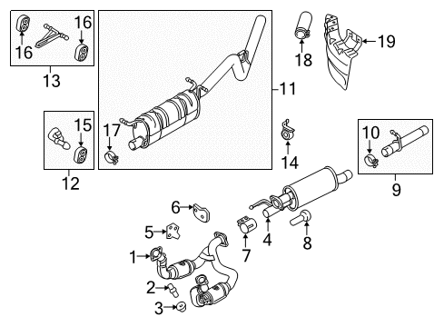 2019 Ford F-350 Super Duty Exhaust Components Muffler Rear Bracket Diagram for HC3Z-5260-C