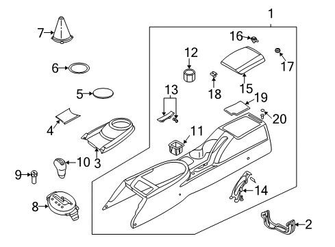 2004 Hyundai Tiburon Center Console Boot Assembly-Shift Lever Diagram for 84640-2C000