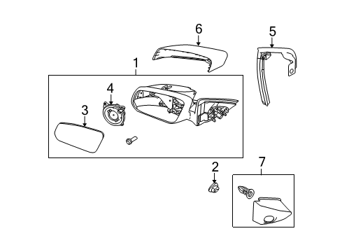2012 Ford Mustang Mirrors Mirror Assembly Diagram for CR3Z-17682-CA
