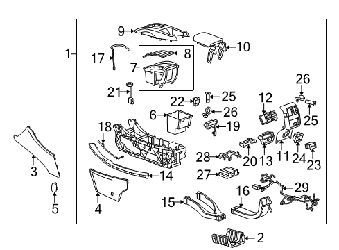 2014 Buick LaCrosse Center Console Center Console Diagram for 9059714