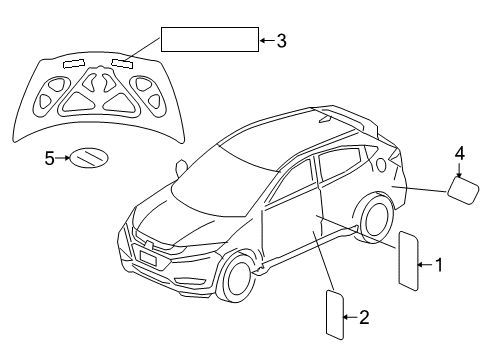 2016 Honda HR-V Information Labels Label, A/C Diagram for 80050-T7W-A01