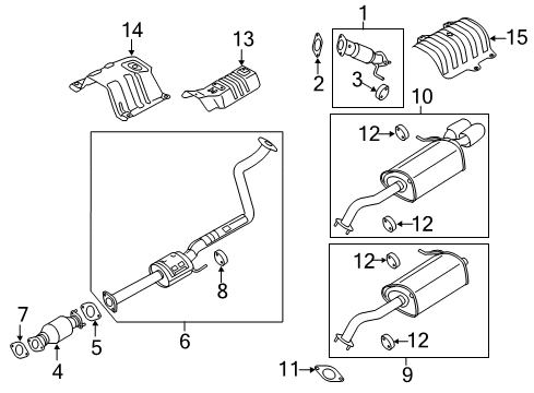 2013 Hyundai Elantra Coupe Exhaust Components Center Muffler Assembly Diagram for 28600-3X301