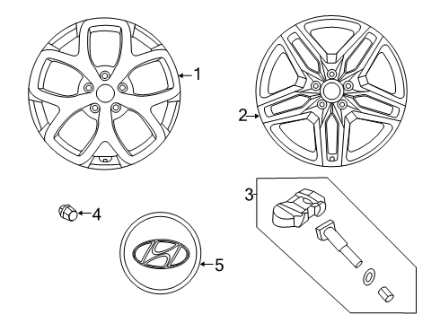 2020 Hyundai Veloster N Wheels, Covers & Trim Aluminium Wheel Assembly Diagram for 52910-K9100