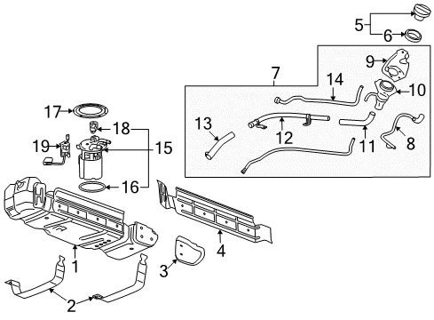 2007 GMC Yukon XL 1500 Fuel System Components Fuel Tank Diagram for 20757345