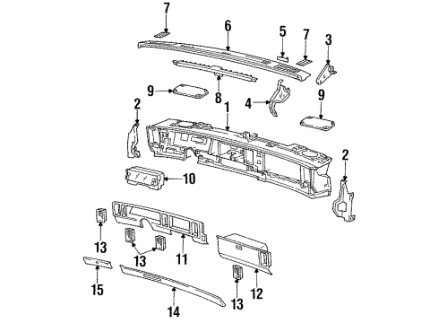1995 Buick LeSabre Instrument Panel Door Stop Diagram for 25512582