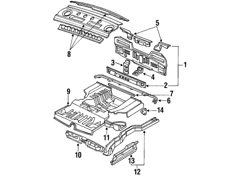 1990 Acura Legend Rear Body Panel Set, Rear Floor Diagram for 04655-SG0-G01ZZ