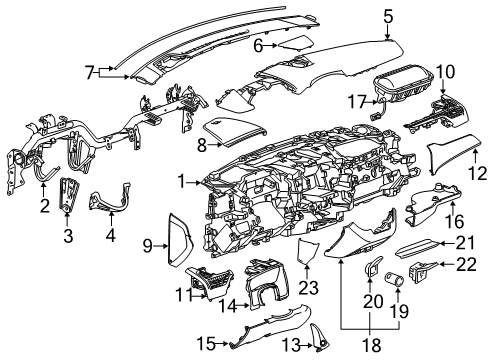 2018 Chevrolet Suburban Instrument Panel Reinforce Beam Brace Diagram for 22802214